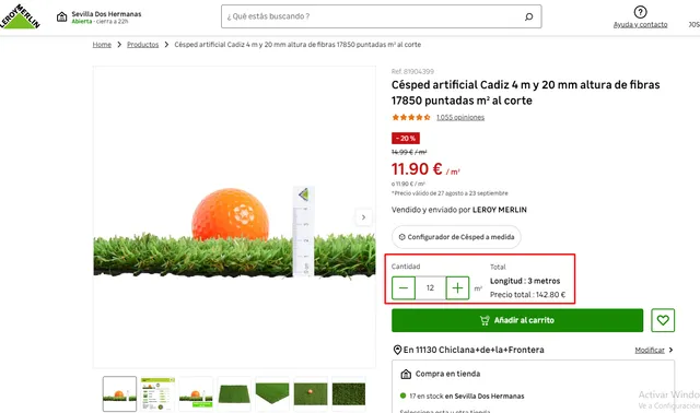 Compra de césped artificial al corte