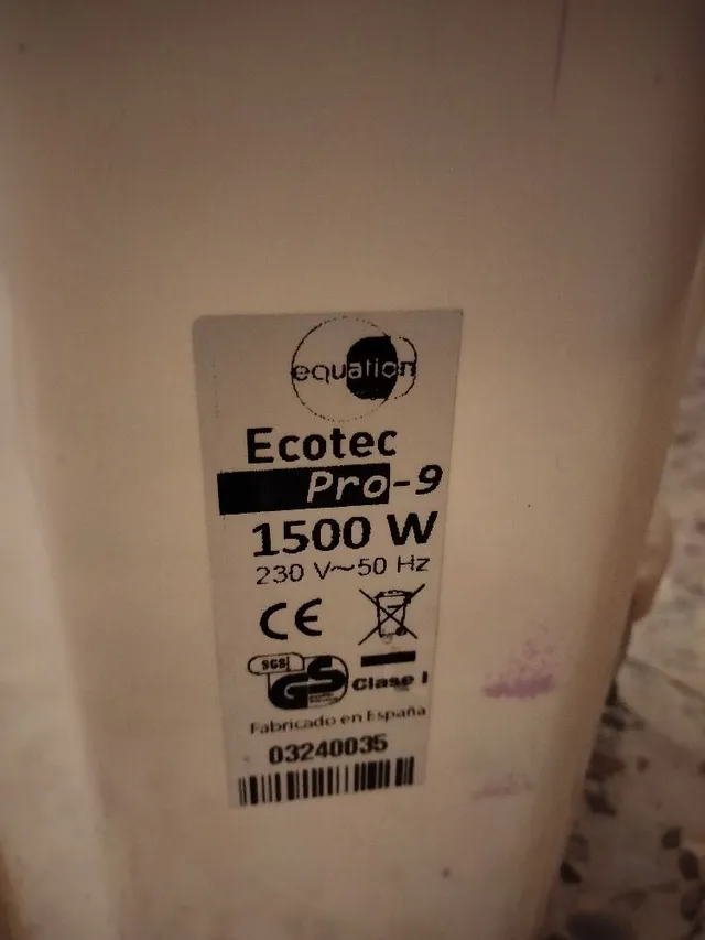 Manual Emisor térmico equation ecotec pro 9, 1500w