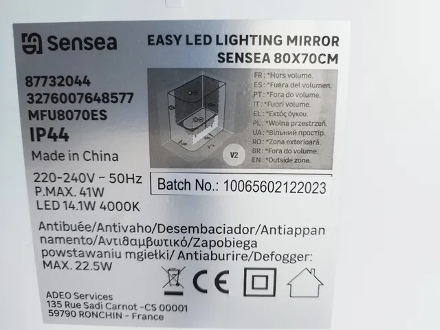 Espejo led con antivaho Uroca RE-1212