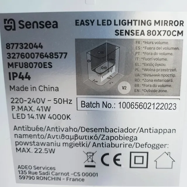 Espejo led con antivaho Uroca RE-1212