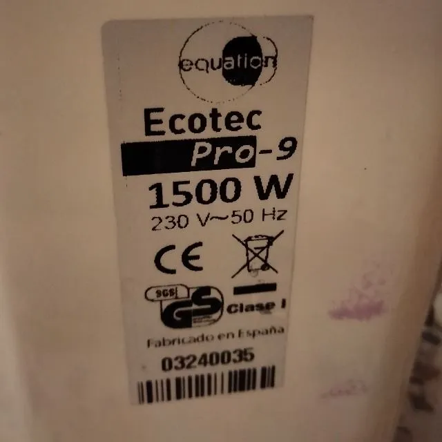 Manual Emisor térmico equation ecotec pro 9, 1500w