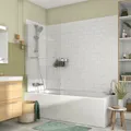 Mampara bañera 1 hoja 90 cm cromado transparente