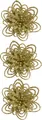 Set 3 colgantes flores con brillo clip 10 cm oro