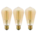 Pack de 3 bombillas led filamento lexman st64 e27 806 lm 7,8w 2000k ámbar