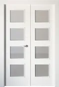 Puerta abatible lucerna blanca line plus con cristal blanco izquierda de 145x203