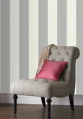 Papel pintado vinílico liso rayas gruesas gris , blanco inspire
