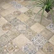 Suelo efecto baldosa de cemento beige alcazar 45x45 cm artens