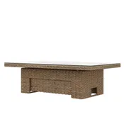 Mesa de jardín elevable de aluminio palermo marrón de 141x45,5/68x81,5 cm