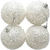 Set de 4 bolas de navidad 8 cm blanco