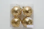 Set de 4 bolas de navidad 8 cm doradas