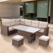 Conjunto de muebles de exterior palermo de ratán sintético para 8 comensales