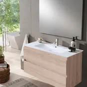 Mueble de baño con lavabo y espejo prima roble claro 80x45 cm tg