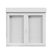 Ventana pvc blanca oscilobatiente con persiana de 140x135 cm