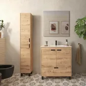 Mueble de baño con lavabo carlotta marrón 80x45 cm