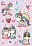 Sticker multicolor unicornios de 48x68cm