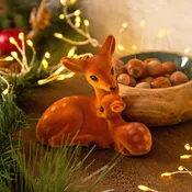 Figura navideña reno marrón para interior de plástico 10x5,5x9 cm