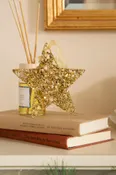 Adorno navideño de estrella de metal cerrada dorada de 15 cm