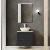 Mueble de baño con lavabo y espejo dueto negro 60x46 cm