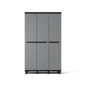 Armario alto 3 puertas spaceo 170x102x39 cm para uso interior gris, negro