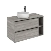 Mueble de baño komplett imitación roble grisáceo 100 x 45 cm