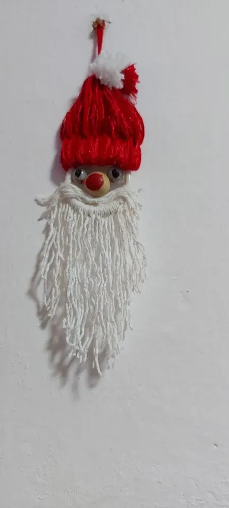 Colgante Noel con lana blanca y roja
