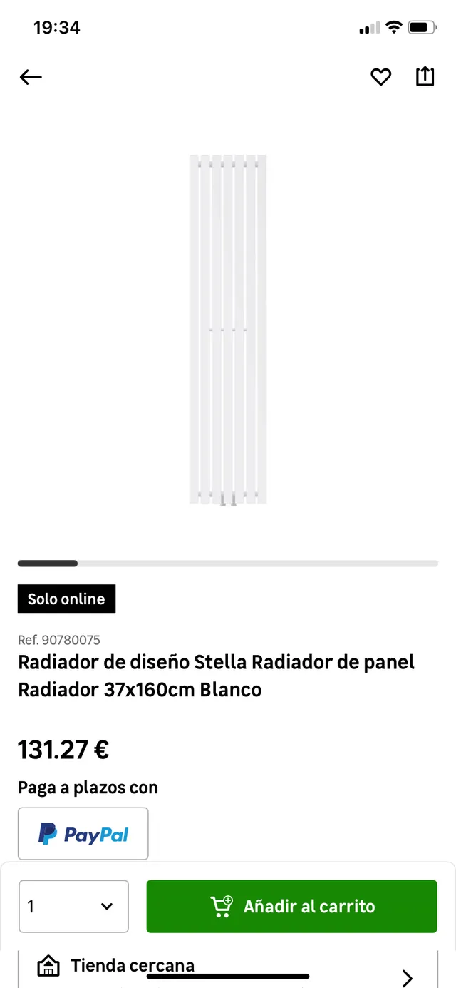 90780075 Radiador de diseño Stella  37x160cm Blanco