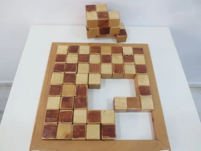 Construir un rompecabezas ajedrez de madera