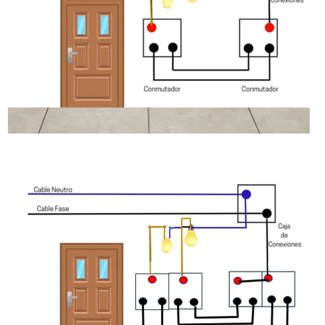 Instalar conmutador doble con dos lamparas