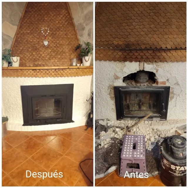 Restauración de antigua chimenea de madera