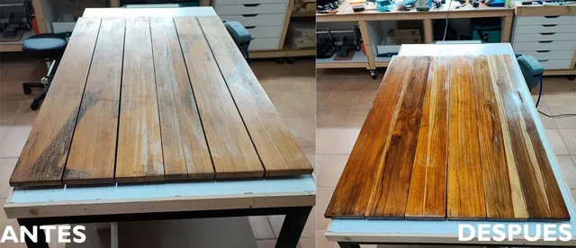 Reparación tablero mesa exterior