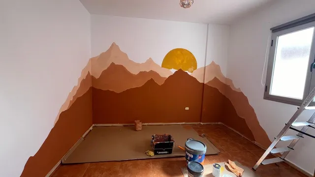 Mural como alternativa a un cabecero