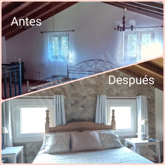 Adaptar cabecero a pared con dos ventanas abatibles.