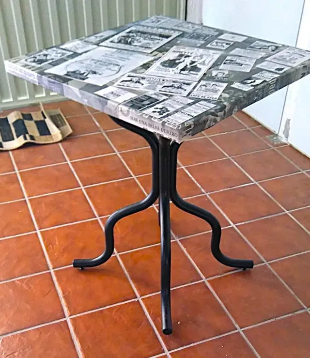 Restauración creativa de mesa para terraza