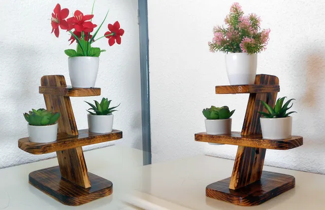 Macetero de mesa rústico con madera de palé