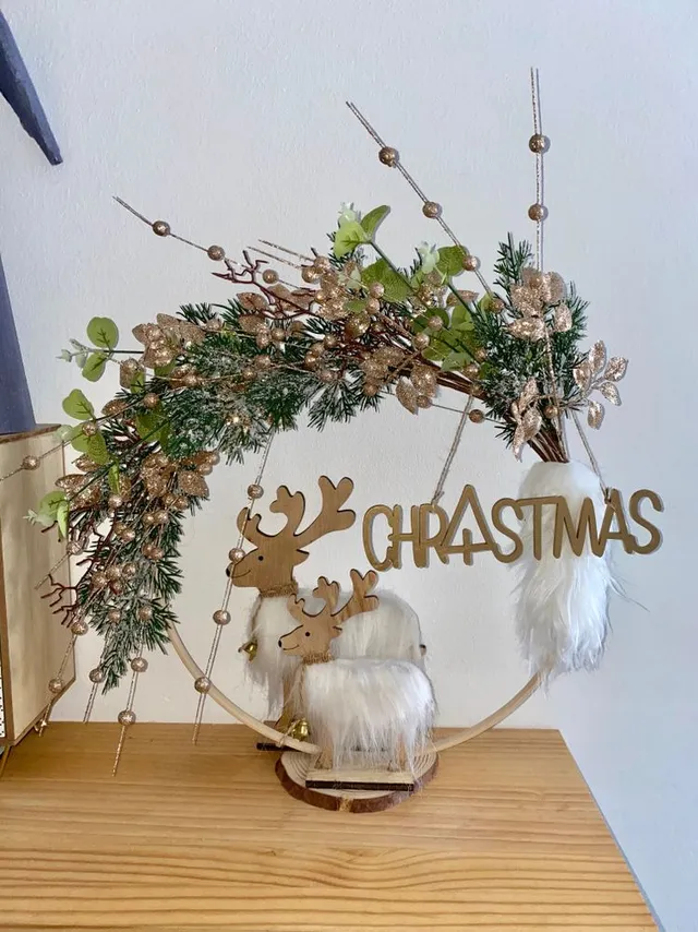 DIY deco Navideña con madera, tela y flores secas