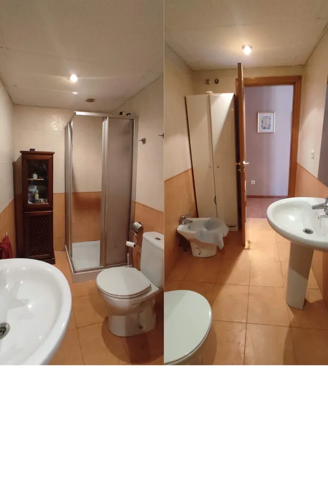 Diseño 3D con Kazaplan: redistribución de baño para ganar un armario hacia el pasillo