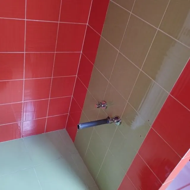 Baño restaurado azulejos de colores